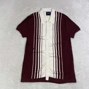 Abercrombie & Fitch Shirt Mens Small Knit Featherweight Red White Retro Camp - Picture 1 of 7