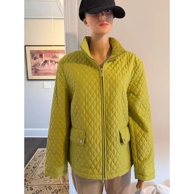 Jane Ashley Casual Quilted Jacket in Lime Green, Women's Size L - Image 1 of 4