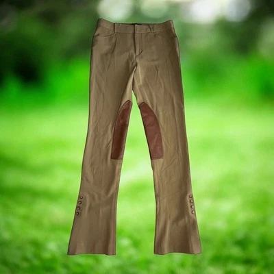 Calça de lã para equitação Ralph Lauren tamanho 8 remendo de couro - Imagem 1 de 4