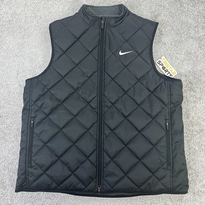 Nike Vest Womens XL Black Gray Reversible Quilted Fleece Full Zip DR5296-010 - Image 1 of 4