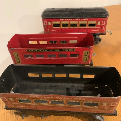 Lote de vagones de pasajeros American Flyer Lines #1306 TIN Foto 1 de 4