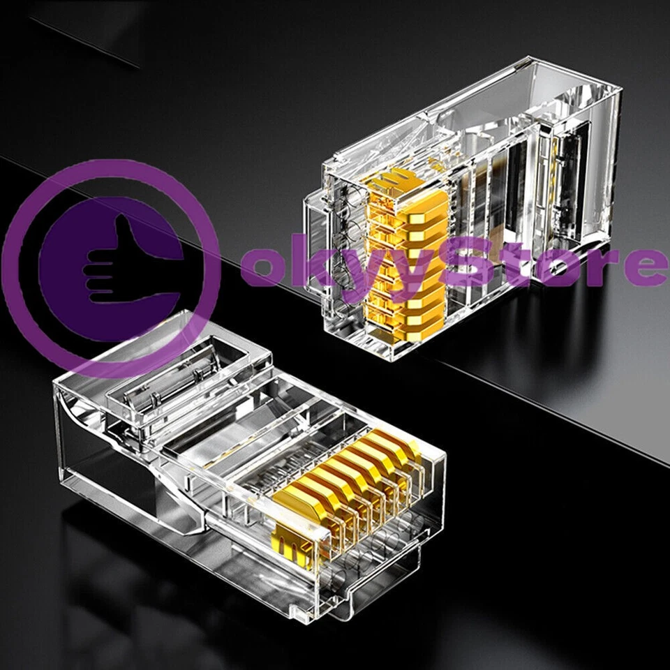 10PCS Internet Gold Plated Cable Modular Plug Adapter RJ45 8P8C CAT5E - Image 1 of 1