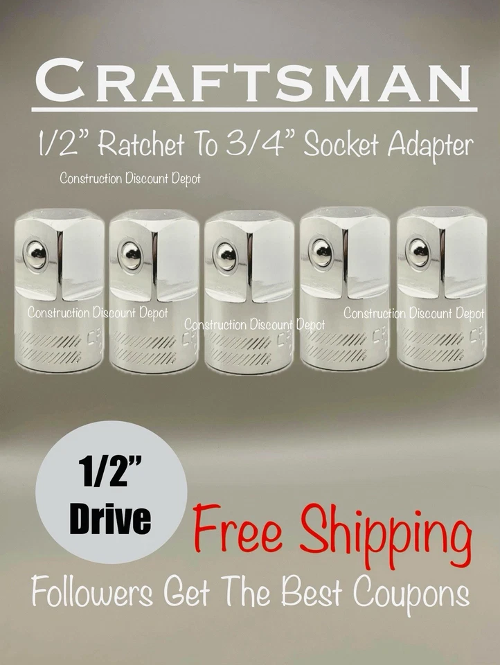 5 PACK Craftsman  1/2" Drive to 3/4" ratchet wrench socket adapter CMMT99223 - Image 1 of 1