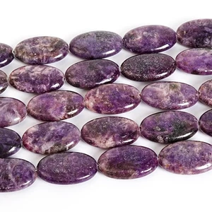 Smooth Purple AAA Lepidolite Oval Gemstone Beads 24X15X5MM Full Strand 15" - Picture 1 of 3