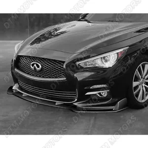 For 14-17 Infiniti Q50 Premium Painted Black Front Bumper Splitter Spoiler Lip - Picture 1 of 6