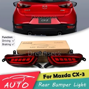 FOR MAZDA CX-3 2016-2024 RED LED REFLECTOR REAR BUMPER TAIL LIGHT BRAKE FOG LAMP - Picture 1 of 9