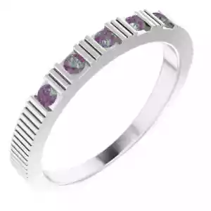 Anillo apilable de alejandrita cultivado en laboratorio en plata esterlina - Imagen 1 de 5