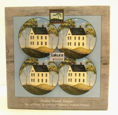 Warren Kimble HOME SWEET HOME Farmhouse Country Salad Plates Set/4 NIB - Image 1 of 2