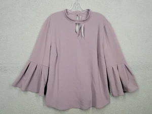 Bell Sleeve Purple Top XL New York And Co Sweet Pea Blouse Pleated Sleeves - Picture 1 of 9