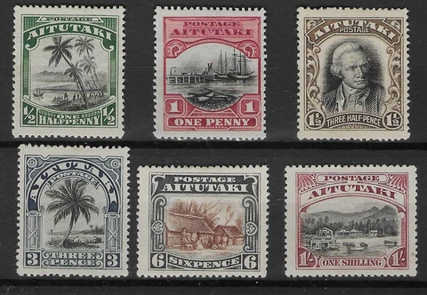 AITUTAKI 1920 SET (6) HMH. 4 VALUES THINNED. SG. 24 - 29.  (7139) Cover