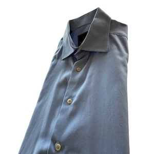 Camisa de vestir David Donahue para hombre 15,5 34-35 manga larga azul micro cuadros - Imagen 1 de 10