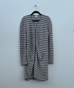 Armani Collezioni Women Longline Duster Sweater Size 12 Tweed Metallic Full Zip - Picture 1 of 17
