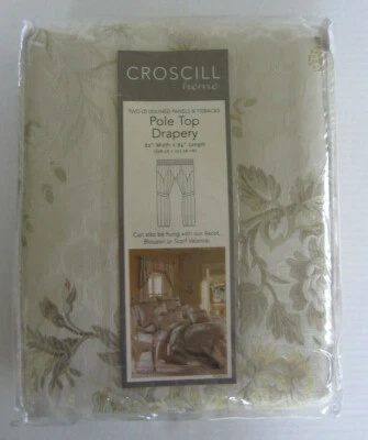 NUEVOS PANELES CORTINAS CROSCILL RACHAEL MARFIL POSTE SUPERIOR 82" X 84" Foto 1 de 4