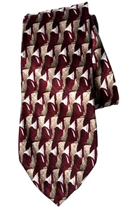 Arrow 100% Silk Men's Tie Silver Burgundy abstract on Goldish 58x3 6/8" - Picture 1 of 4