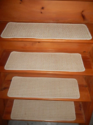14 pasos 9"x 30" + aterrizaje 30"X 30"" sisal 50% lana 50% peldaños de escalera alfombra. Foto 1 de 4