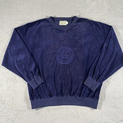 Suéter de Terciopelo Guess Georges Marciano Logo Azul Marino Talla L Foto 1 de 4