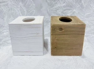 Tissue Box Wood Cover Square, Spiretro -2 pcs- 13*7*7in Rustic Farmhouse - F1 - Picture 1 of 7