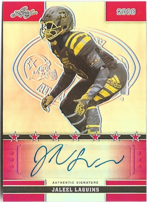 2016 Leaf Army Jaleel Laguins Red Auto RC 4/5 Samford Bulldogs - Image 1 of 1