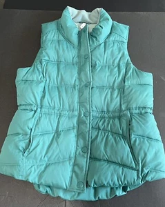 Ancien gilet bouffant femme bleu marine doublé polaire matelassé snap/zip up taille vert moyen - Photo 1/9