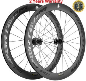 60mm Road Bike Disc Brake Carbon Wheelset 700C Clincher Race Disc Brake Wheels - Picture 1 of 12