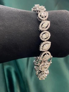 12.28 Cts Pear Marquise Oval Heart Round Diamonds Tennis Bracelet 14K White Gold - Picture 1 of 12