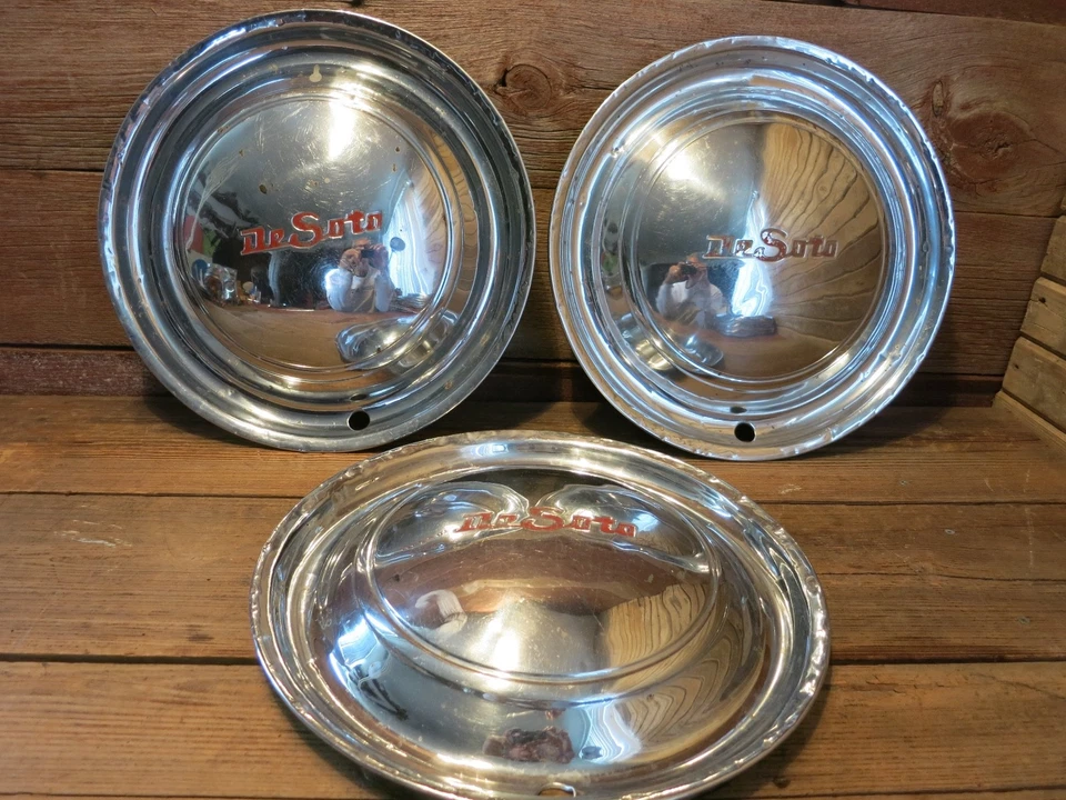 LOTE De Colección Tapacubos Cromados Coche De Soto Clásico Hot Rod Rat Rod!  Foto 1 de 4