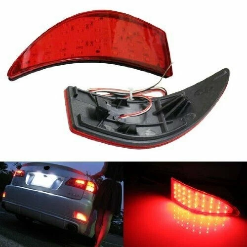 LED Rear Bumper Reflectors Lights Red Lens 33-SMD For 2006-13 Lexus IS250 IS350 Foto 1 de 4