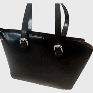 Jack Georges Large Executive Tote | Laptop Compartment | Black Leather 17" X 12" - Picture 1 of 7