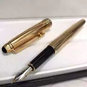 Pluma Estilográfica Serie Metal Alta Calidad Rayas Color Dorado M Nuevo en Caja Sin Caja - Imagen 1 de 4