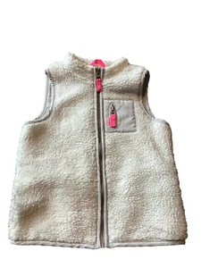 Carter’s Youth Girl Sherpa Vest Size 7 White Gray Lightweight GUC Pink Accent - Picture 1 of 10