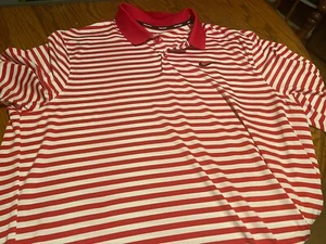 Nike Dri-Fit Golf Polo Red/White Striped Mens XL - Picture 1 of 1