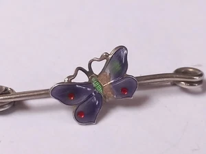 Antique Sterling Silver Blue & Green Guilloche Enamel Arts & Crafts Brooch - Picture 1 of 13