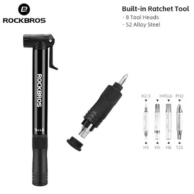 ROCKBROS Portable Bicycle Bike Tire Pump With Tool 80PSI Ball Hand Inflator - image 1 of 4