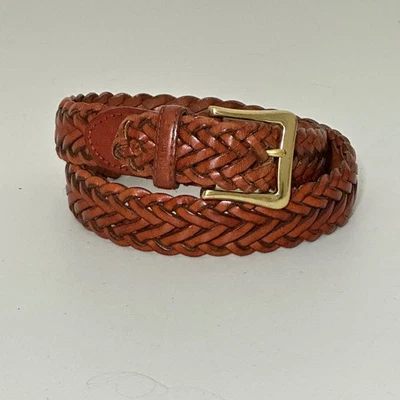 Cinturón Talbots Mujer S Cuero Marrón Genuino Trenzado Hebilla Dorada Clásico Informal Foto 1 de 4