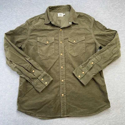 Camisa Flint and Tinder Hombres XL Verde Pana Perla A Presión Sobrecamisa Occidental Bolsillo Foto 1 de 4
