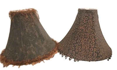 2 Vtg Lampshades Fabric Bell Shape Beads Corn Silk Fringe Lined $21 Each Note Gc - Image 1 of 4