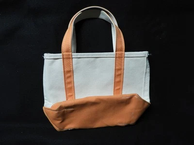 De colección - LL Bean Boat & Tote Bag - Naranja y Blanco - Lona Pequeña - 13" - Exc. Foto 1 de 4