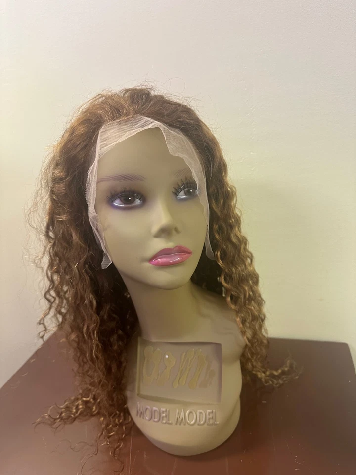 Peluca de cabello humano Highlight Full Frontal HD encaje oro amarillo natural 20 pulgadas N246 Foto 1 de 4