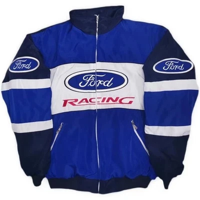 Abrigo unisex adulto para Ford F1 chaqueta de carreras vintage con estampado de sublimación azul marino Foto 1 de 4