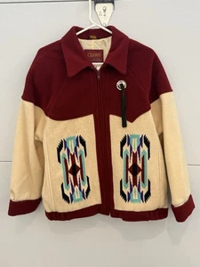 VINTAGE Golden Collection Pioneer Wear Chimayo Blanket Aztec Jacket Chili Sz 14 - Picture 1 of 5