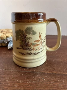 Vintage Stoneware Coffee Mug Beer Stein Stag Deer Buck Scene - - Picture 1 of 7
