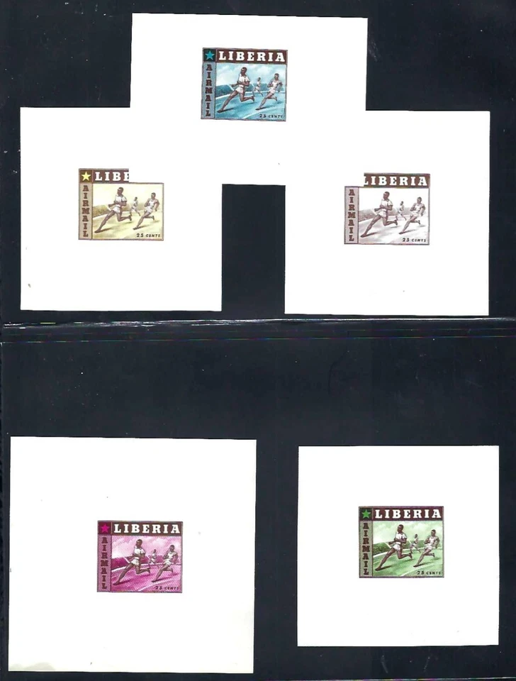 Liberia # C90 FIVE Different Color Essays MNH Sports Track - Image 1 of 1