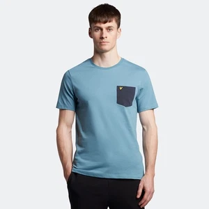 Men's Lyle And Scott Contrast Pocket T-Shirt in Blue - Picture 1 of 5