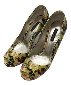 DOLCE & GABBANA Women’s Yellow Flower Print Pumps Size 37 Italy - Picture 1 of 9