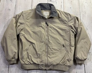LL Bean Jacke Herren Extra Large Khaki/Grau Bomber Fleece Gefüttert Full Zip - Bild 1 von 7