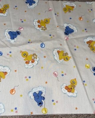 Rare Vtg 80’s 90’s Sesame Street Baby Big Bird Cookie Monster Fabric Piece *READ - Image 1 of 4