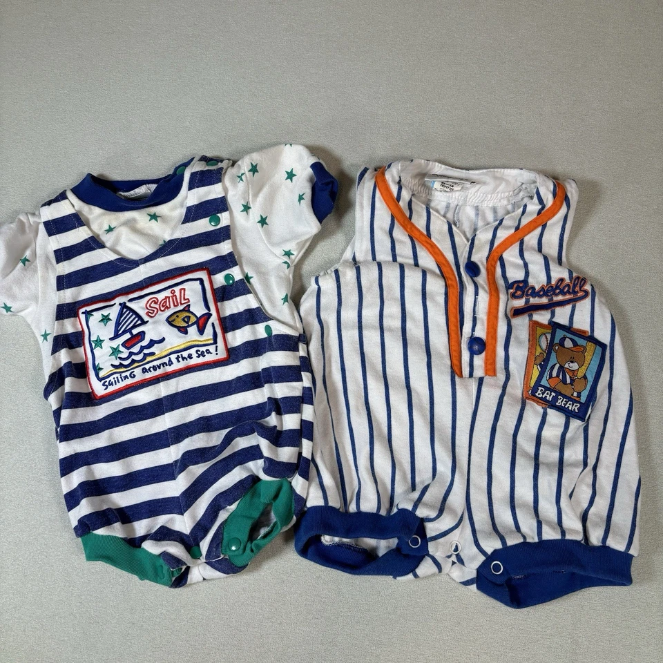 Vintage Baby Toddler Boys Clothing Lot of Overalls Size 3-9 Months Baseball - Image 1 of 4
