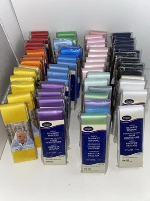 Encuadernación de manta elegante satinada plegable única Wright - Lote de 55 NUEVAS 4,75 yardas x 2” Foto 1 de 4