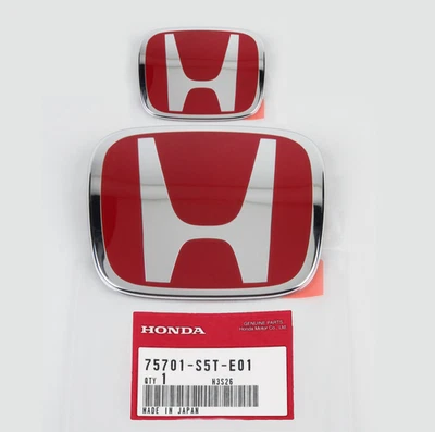 2PCS Front+Rear Red Badge Emblem Fit For 2006-2015 HONDA CIVIC L/EX SEDAN COUPE Foto 1 de 4