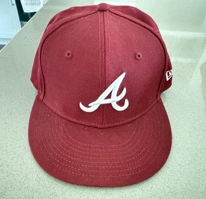 Atlanta Braves New Era 59Fifty MLB Red w White A Logo 7 1/4 Fitted Hat Cap - Picture 1 of 8